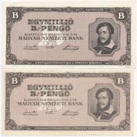 1946. 1.000.000BP (5x) közte egy látványosan elcsúszott nyomat T:I-,II