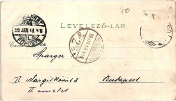 1899 Brassó, Kronstadt, Brasov; Marktplatz mit schw. Kirche, Ev. Mädchenschule, Rathaus. Gabony &...