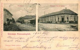 Petrozsény, Petrosani; Fő utca, Grausam Károly üzlete és saját kiadása, Honisch felvétele / main street, shops (fa)