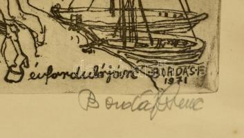 Bordás Ferenc (1911-1982): Dürer 500. Rézkarc, papír, jelzett, üvegezett keretben, 42×29 cm