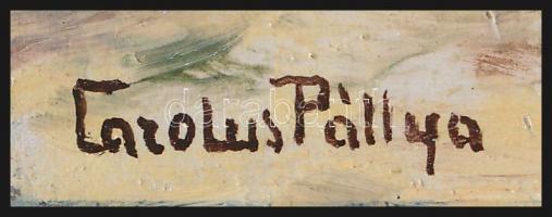 Pállya Carolus (1875-1930): Vásárba érkezők. Olaj, falemez, jelzett, 11×16,5 cm