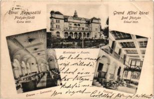 Pöstyén-fürdő, Pistany, Bad Piestany; Rónai Nagyszálló (épült 1905-ben), homlokzat, étterem belső, csarnok / hotel, dining hall, interior (EB)