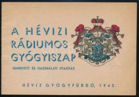 1942 Hévízi rádiumos gyógyiszap ismertető és használati utasítás, 16 p, 10x14 cm