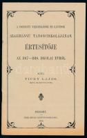 1918 A Pozsonyi Vendéglősök és Kávésok szakirányú tanonciskolájának értesítője az 1917-1918. iskolai évről. Közli Tichy Lajos. Pozsony, 24 p., 19x12 cm