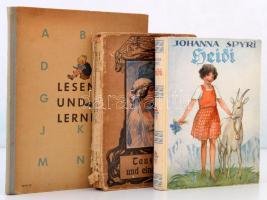 3 db könyv-Johanna Spyri: Heidi. Reutlingen, Enßlin & Laiblins; Tausend und eine Nacht. Berlin, Globus Verlag; Lesen und Lernen. Berlin, 1956, Volk und Wissen Volkseigener Verlag. Kiadói félvászon kötés, változó állapotban