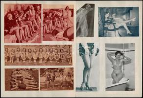 cca 1930-1940 Erotikus gyűjtemény, lapokra ragasztva (pin up, aktok, erotikus grafika, Paris Plaisir...