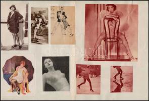 cca 1930-1940 Erotikus gyűjtemény, lapokra ragasztva (pin up, aktok, erotikus grafika, Paris Plaisir...