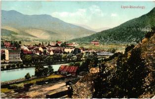 Rózsahegy, Liptó-Rosenberg, Liptovsky Ruzomberok; látkép, fűrésztelep a vasútállomás mellett. Feitzinger Ede kiadása / general view, sawmill by the railway station (EK)