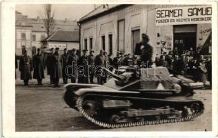 1939 Csap, Chop; bevonulás, Horthy Miklós, Sermer Sámuel üzlete, tank / entry of the Hungarian troops, shop, tank