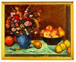 Kovács jelzéssel: Gyümölcsös csendélet, olaj, vászon, fa keretben, 36×45,5 cm