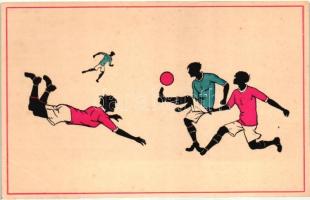 Silhouette of a football match, art postcard (EB)