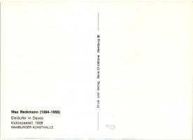 Eisläufer in Davos, Kohlepastell. Hamburg Kunsthalle / Ice skater, Modern art postcard s: Max Beckma...