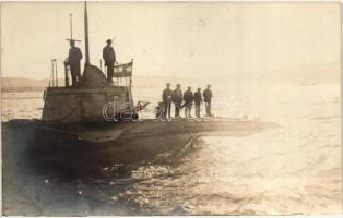 Német U-15 tengeralattjáró osztrák-magyar K.u.K. zászló alatt / K.u.K. Kriegsmarine, SM U-54 German submarine under the flag of the Austro-Hungarian Navy. photo