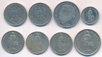 Vegyes: NSZK 1965-1990. 1M (2xklf) + 2M + Svájc 1981-1993. 1/2Fr + 1Fr (3xklf) + 2Fr T:2,2-
Mixed: ...