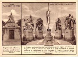 Paris, Place de la Concorde; Budapest, Place de la Liberté; Irredenta postcard, Trianon on the backside