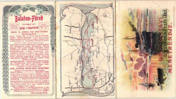 Balaton, Balatontavi Gőzhajózási Részvénytársaság menetrendje. Bruchsteiner és Fia Art Nouveau litho...