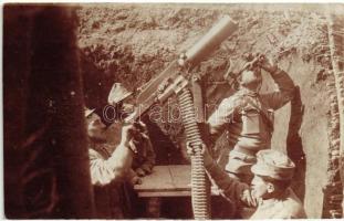 1916 Gépfegyver a lövészárokban / WWI K.u.K. military, machine gun in the trench. photo + K.u.K. Infanterieregiment von Hindenburg No. 69.