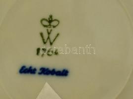 Kobaltkék német porcelán tányér, matricás, jelzett, kis kopásokkal, d: 20,5 cm