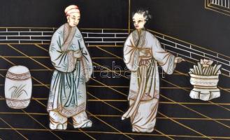 Kínai gyöngyházberakásos falikép, 18×22 cm