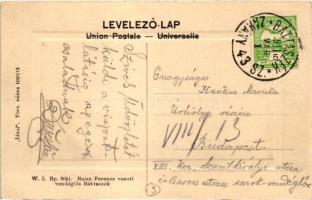 Bátaszék, Vasútállomás. Raisz Ferenc vasúti vendéglős kiadása, W. L. Bp. 5041. + vasúti pecsét