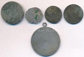 5db-os vegyes magyar és külföldi rossz állapotú, sérült ezüstpénz tétel, közte 1568K-B Denár Ag &quo...