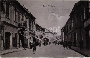 Eger, Fő utca, Sarkady Ferenc üzlete, Turul cipőgyár. Baross nyomda kiadása (EK)