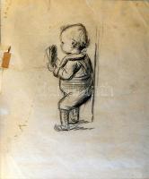 1935 Ék Sándor (1902-1975) Misu (Mischu) sorozat 5 darab kisfiús vázlat (ceruza, papír) (az 1972-es ...