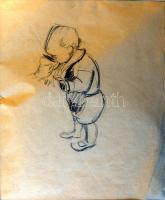 1935 Ék Sándor (1902-1975) Misu (Mischu) sorozat 5 darab kisfiús vázlat (ceruza, papír) (az 1972-es ...