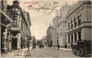 Kassa, Kosice; Kossuth Lajos utca, Vitéz A. könyvnyomdája / street view with book printing shop (Rb)
