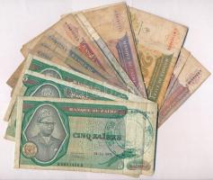 Zaire 1976-1994. 19db-os bankjegy tétel T:III-,IV Zaire 1976-1994. 19pcs of banknotes C:VG,G