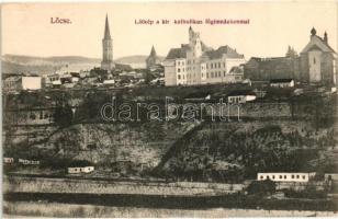 Lőcse, Levoca; látkép a kir. katolikus főgimnáziummal / panorama view with Catholic grammar school