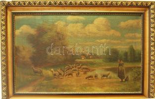 Futaky János (1898-1984): Pásztor és nyája; szignált; olaj, vászon keretben 50x80cm