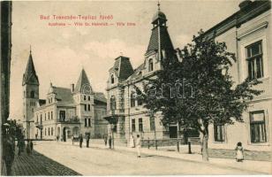 Trencsénteplic-fürdő, Trencianske Teplice; Gyógyszertár, Dr. Heinrich és Irma villa / pharmacy, villas