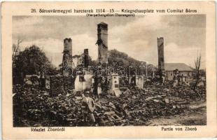 Zboró, Zborov; romok, 27. Sárosvármegyei harcterek 1914-15 / WWI destroyed buildings, ruins