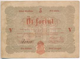 1848. 5Ft Kossuth bankó vörösesbarna nyomat T:III,III- Adamo G109
