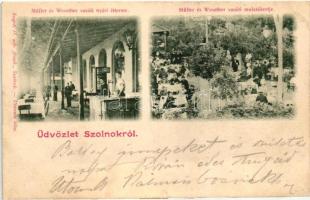 1900 Szolnok, Müller és Weszther vasúti nyári étterme, vasúti mulatókertje. Szigeti kiadása