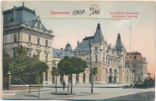 Temesvár, Timisoara; Józsefvárosi pályaudvar, vasútállomás leporellolap belül a zsinagógával / railway station, leporellocard with synagogue inside