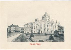 Temesvár, Timisoara; Józsefvárosi pályaudvar, vasútállomás leporellolap belül a zsinagógával / railw...