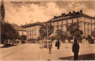 Temesvár, Timisoara; Jenő herceg tér, Moskovits Cipőgyár / square, shoe shop