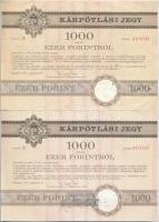 Budapest 1991. "Országos Kárrendezési és Kárpótlási Hivatal" kárpótlási jegye 1000Ft-ról (...
