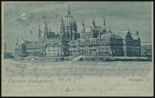 Budapest V. Parlament - 4 db régi képeslap / 4 pre-1945 postcards