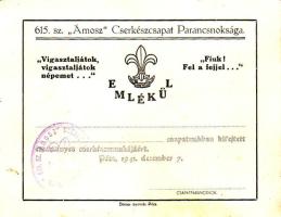 1941. Ámosz pécsi zsidó cserkészcsapat emléklapja / Jüd. Pfadfindertruppe Ámosz Gedenkblatt