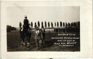 1928 Karlovy Vary, Karlsbad; Blizzard, Huba Vére Szemere Miklós elhíresült lova / famous sport horse, photo