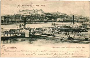 Budapest I. Királyi várpalota a pesti rakpartról nézve, Elizabeth gőzös (EK)