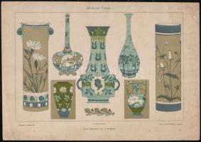 cca 1905 10 db sérült nyomat a szecessziós Dekorative Vorbilder különböző évfolyamaiból, közte több ...