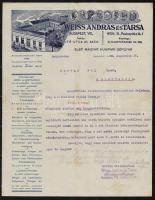 1929-1934 7 db nagyrészt díszes fejléces számla, okmánybélyegekkel, köztök Weiss András és Társa húsipari gépgyár, Triesti Általános Biztosító Társulat