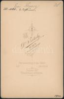 Karcag Vilmosné Kopácsy Juliska (1871-1957) operettszínésznő, keményhátú fotó, hátulján feliratozva,...
