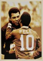 Legendák találkozása (Pele, Muhammad Ali), nyomtatott kép, paszpartuban, 29x20 cm