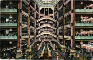 Budapest VI. Párisi nagyáruház, belső és külső nézet - 2 db régi képeslap / 2 pre-1945 postcards