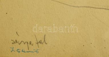 Istokovits jelzéssel: Házak a távolban. Ceruza, papír, üvegezett keretben, 23×29 cm